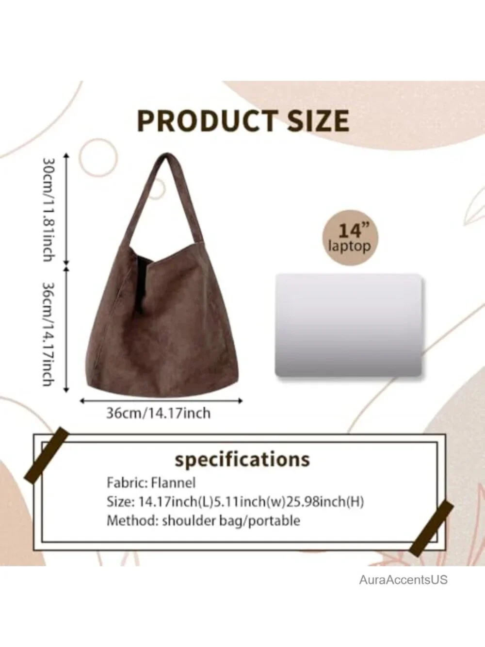 PU Suede Tote Bag Women Large Retro Slouchy Office Shoulder Handbag 2025